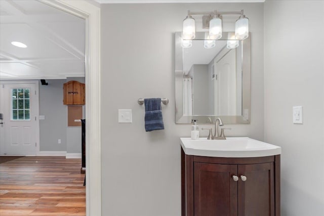 74 Settlers Ct, Bedford, NH 03110 - bathroom featuring vanity and wood finished floors