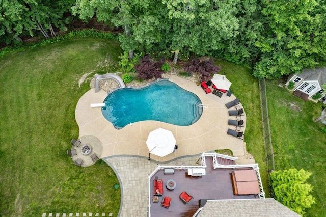 74 Settlers Ct, Bedford, NH 03110 - drone / aerial view of a pool