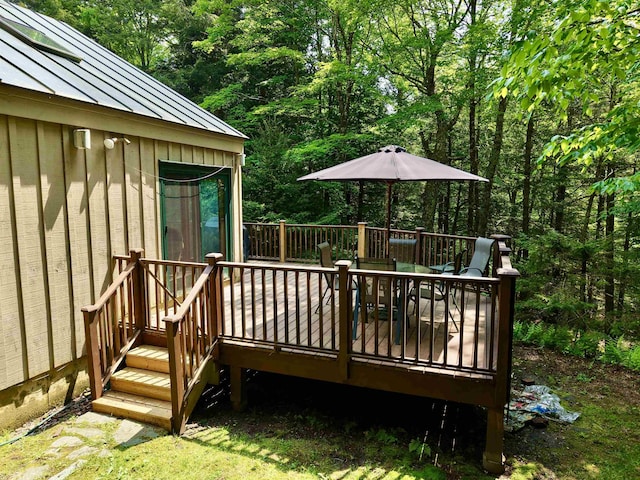 851 German Flats Rd, Fayston, VT 05673 - wooden deck featuring outdoor dining space