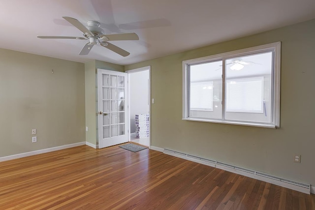 4 Appaloosa Ave, Pelham, NH 03076 - unfurnished room featuring baseboard heating, ceiling fan, wood finished floors, and french doors