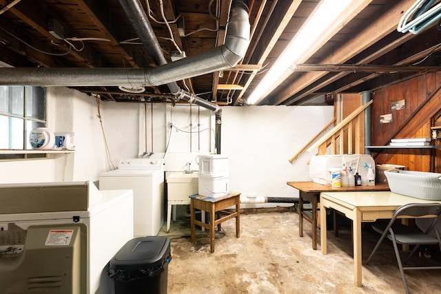 175 Middle Rd, Portsmouth, NH 03801 - unfinished basement featuring independent washer and dryer and a sink