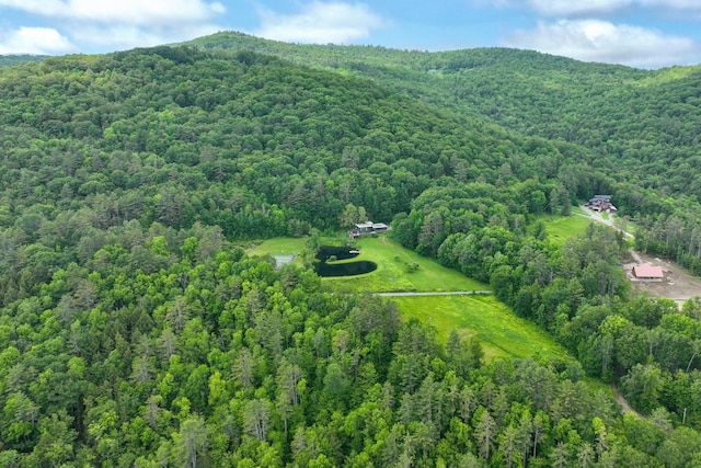 465 Pennell Rd, Chester, VT 05143 - aerial view of property's location featuring a heavily wooded area and a mountain backdrop