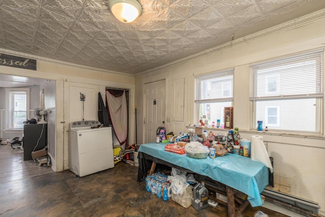 43AB River St, Rochester, NH 03867 - dining space featuring washer / dryer, an ornate ceiling, and plenty of natural light