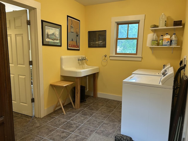11 Morrison Ave, Meredith, NH 03253 - washroom featuring washer and dryer and dark tile patterned floors
