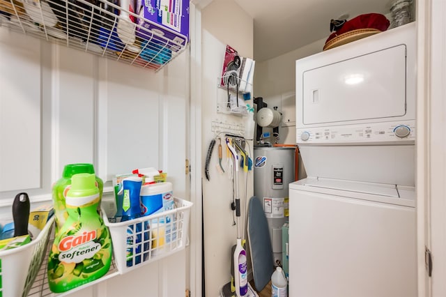 118 Secretariat Way Unit 115, Rochester, NH 03867 - washroom with stacked washing machine and dryer and water heater