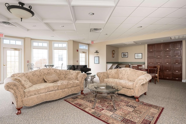 118 Secretariat Way Unit 115, Rochester, NH 03867 - living room with carpet flooring, plenty of natural light, recessed lighting, and beam ceiling