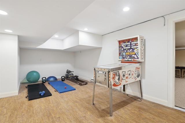 88 Stonehouse Rd, New London, NH 03257 - exercise area featuring recessed lighting and wood finished floors