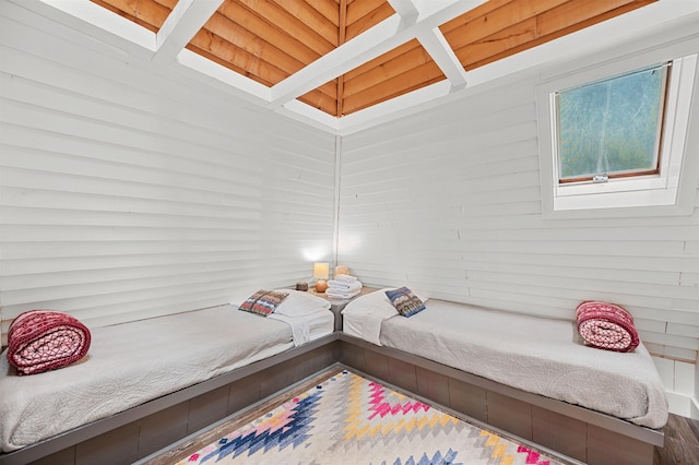 812 Airport Rd, Fayston, VT 05660 - bedroom featuring beamed ceiling and wood finished floors