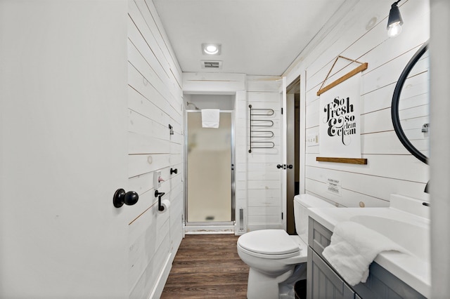 812 Airport Rd, Fayston, VT 05660 - bathroom with a stall shower, vanity, and wood finished floors