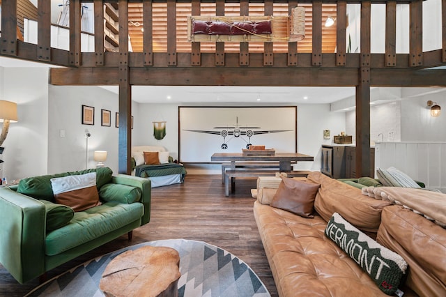 812 Airport Rd, Fayston, VT 05660 - living room featuring wood finished floors and a high ceiling