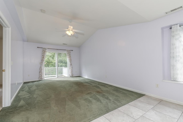 491 Mammoth Rd Unit 7, Londonderry, NH 03053 - carpeted spare room with ceiling fan, vaulted ceiling, and a smoke detector