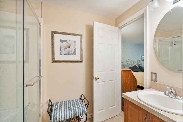 3 Chandler Dr, Atkinson, NH 03811 - ensuite bathroom featuring a stall shower, vanity, and tile patterned flooring