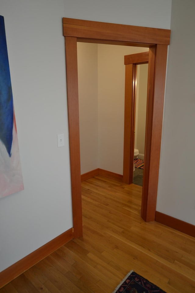 27 Randall St, Waterbury, VT 05676 - hall featuring baseboards and wood finished floors