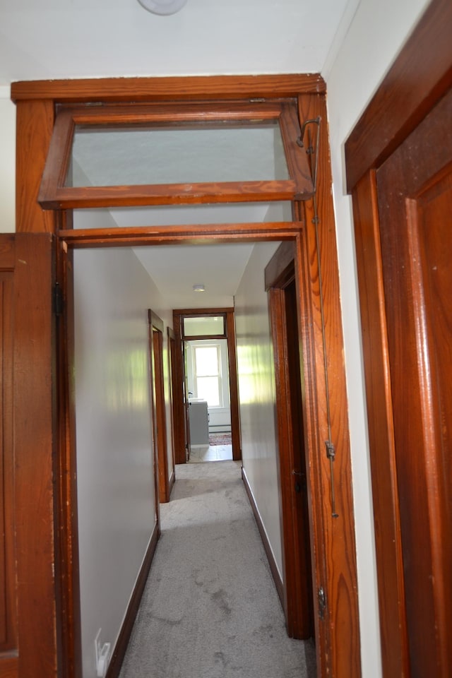 27 Randall St, Waterbury, VT 05676 - hallway featuring carpet flooring and baseboards