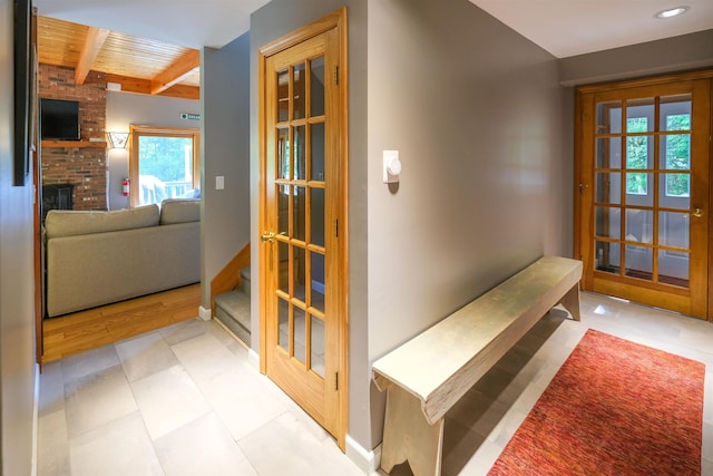 26 Country Xing, Ludlow, VT 05149 - corridor featuring beamed ceiling and stairway
