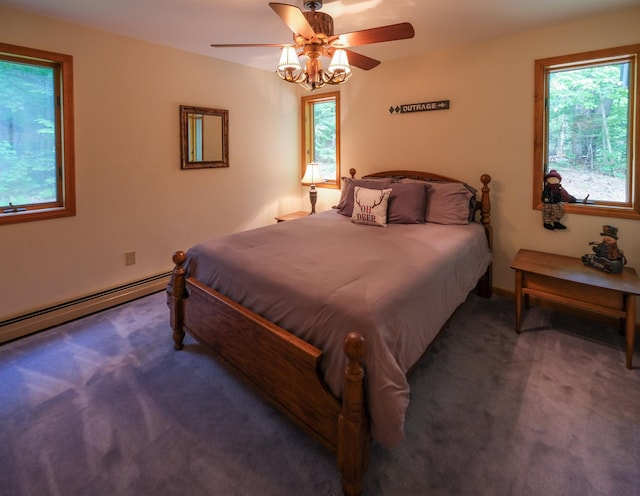 26 Country Xing, Ludlow, VT 05149 - carpeted bedroom featuring baseboard heating and a ceiling fan