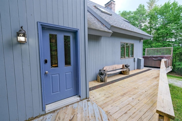 26 Country Xing, Ludlow, VT 05149 - wooden deck with a hot tub