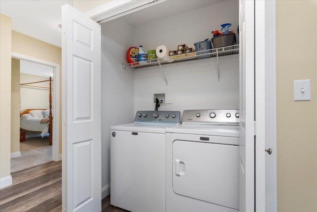 5 Rolling Hills Dr, Tilton, NH 03276 - washroom featuring independent washer and dryer and dark wood-style flooring