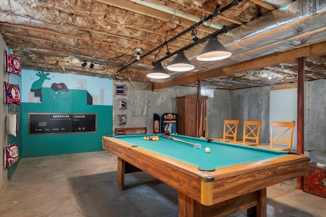 5 Rolling Hills Dr, Tilton, NH 03276 - playroom with concrete floors and pool table