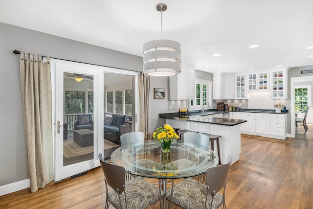 11 Mcafee Farm Rd, Bedford, NH 03110 - dining space with light wood-type flooring and recessed lighting