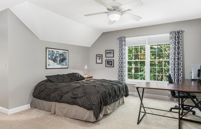11 Mcafee Farm Rd, Bedford, NH 03110 - bedroom with carpet, an office area, ceiling fan, and lofted ceiling
