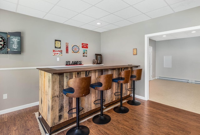 11 Mcafee Farm Rd, Bedford, NH 03110 - indoor dry bar featuring baseboard heating, wood finished floors, a drop ceiling, and recessed lighting