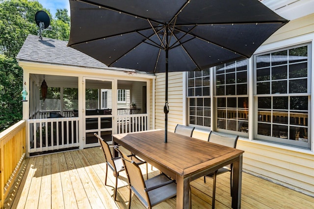 11 Mcafee Farm Rd, Bedford, NH 03110 - wooden terrace with outdoor dining area