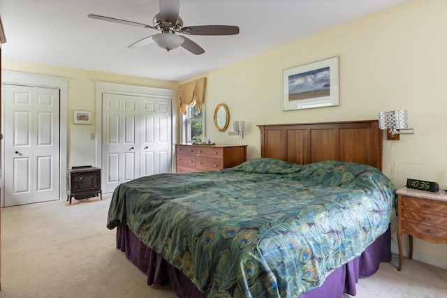 204 Mary Dr, Richmond, VT 05477 - bedroom with light colored carpet, a closet, and ceiling fan
