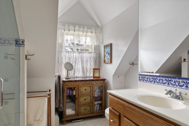 204 Mary Dr, Richmond, VT 05477 - full bath featuring lofted ceiling and vanity
