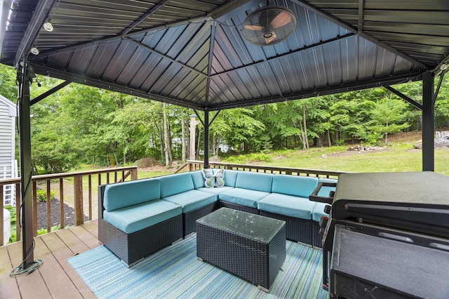 2 Ridgewood Dr, Kingston, NH 03848 - wooden terrace featuring outdoor lounge area and a lawn