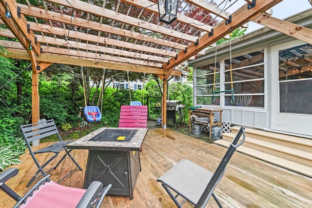 4 Sauer Ter, Durham, NH 03824 - deck with a fire pit, grilling area, and a pergola
