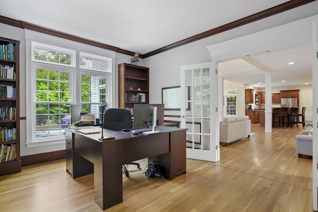 4 Chablis Ct, Bedford, NH 03110 - office space featuring light wood-type flooring, crown molding, and french doors