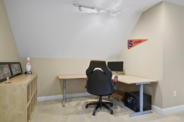 4 Chablis Ct, Bedford, NH 03110 - office area featuring vaulted ceiling and carpet flooring