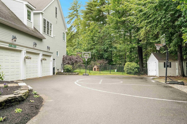 4 Chablis Ct, Bedford, NH 03110 - view of sport court with a storage shed