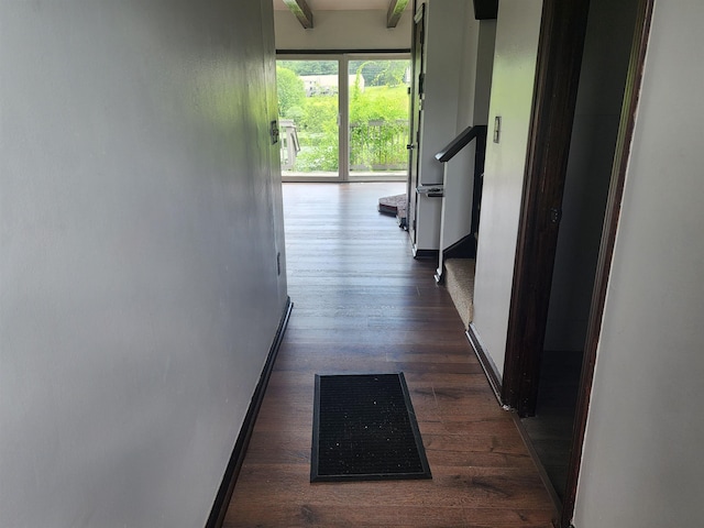 33 Pendleton Ln, Londonderry, NH 03053 - hallway featuring baseboards and dark wood-style floors