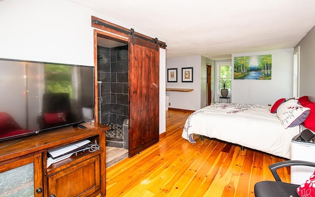 33 Hillside Rd, Kingston, NH 03848 - bedroom with light wood-style flooring and a barn door