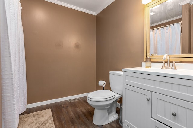 37 Thornhill Rd, Stratham, NH 03885 - bathroom with crown molding, wood finished floors, and vanity