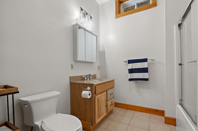 1 Peak Vista Ln, Madison, NH 03849 - bathroom with vanity, tile patterned flooring, and combined bath / shower with glass door