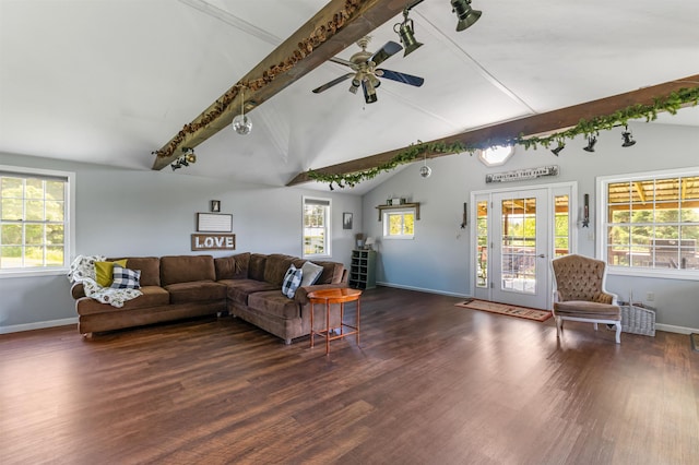 174 E Colebrook Rd, Colebrook, NH 03576 - living area with dark wood-type flooring and ceiling fan