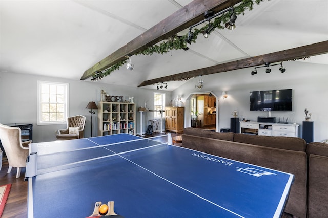 174 E Colebrook Rd, Colebrook, NH 03576 - playroom with rail lighting, wood finished floors, and arched walkways