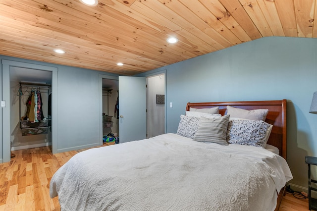 174 E Colebrook Rd, Colebrook, NH 03576 - bedroom featuring wooden ceiling, recessed lighting, wood finished floors, and lofted ceiling