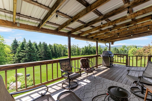 174 E Colebrook Rd, Colebrook, NH 03576 - wooden terrace with a grill and a yard