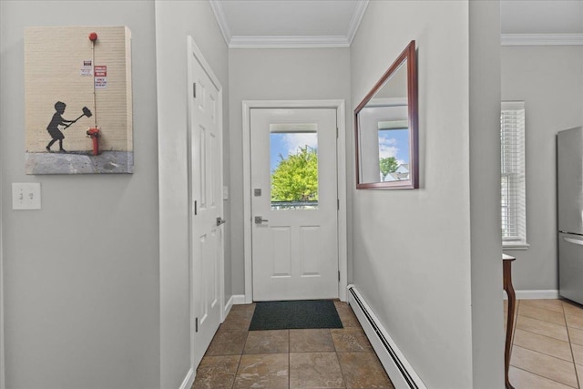 8 Kristen Ct, Williston, VT 05495 - entryway with a baseboard radiator, ornamental molding, and stone finish flooring