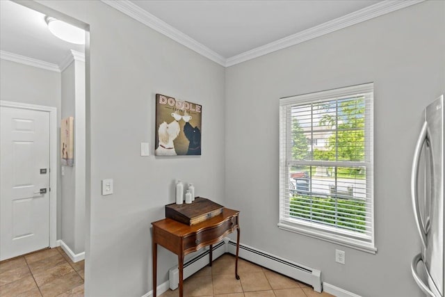 8 Kristen Ct, Williston, VT 05495 - entryway featuring crown molding, light tile patterned floors, and a baseboard radiator
