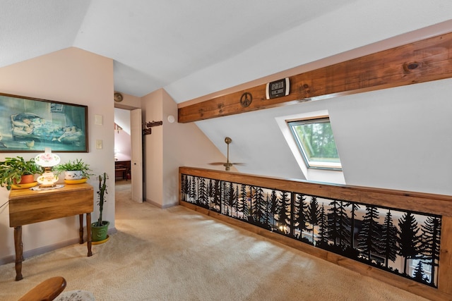 85 Lakeview Ave, Bristol, NH 03222 - corridor featuring lofted ceiling, carpet, and a skylight