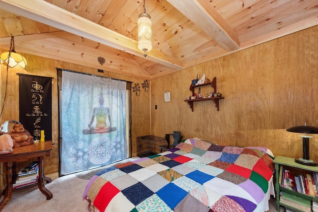 85 Lakeview Ave, Bristol, NH 03222 - carpeted bedroom with wood walls and wooden ceiling
