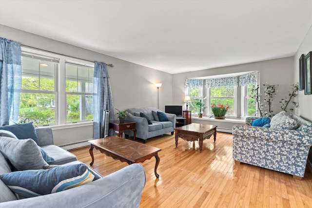 25 Sweetbrier Way, Laconia, NH 03246 - living room featuring a baseboard radiator and light wood-type flooring