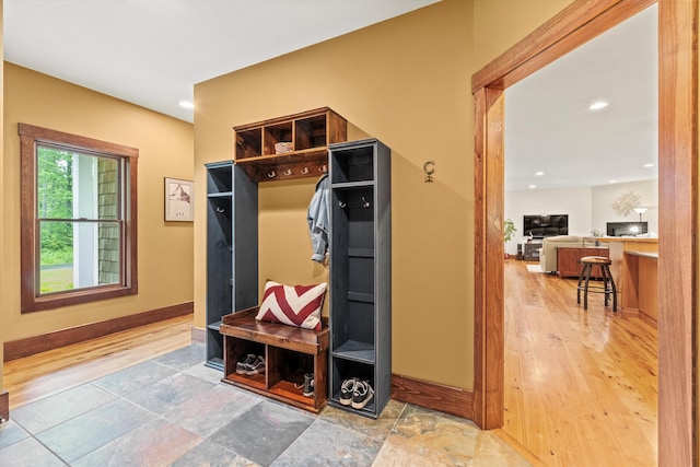 10 Benjamins Way, Hollis, NH 03049 - mudroom featuring wood finished floors and recessed lighting