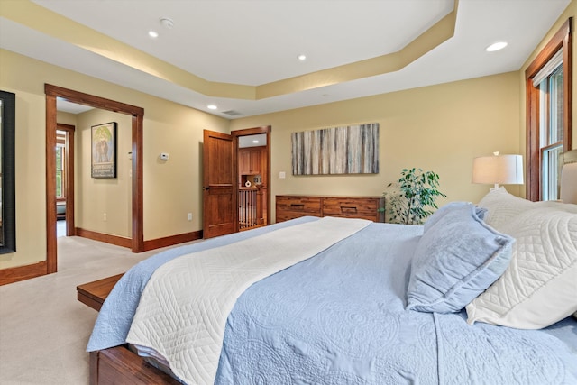 10 Benjamins Way, Hollis, NH 03049 - bedroom featuring light carpet, recessed lighting, and a tray ceiling