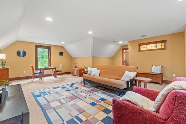 10 Benjamins Way, Hollis, NH 03049 - living area with lofted ceiling, recessed lighting, and light colored carpet
